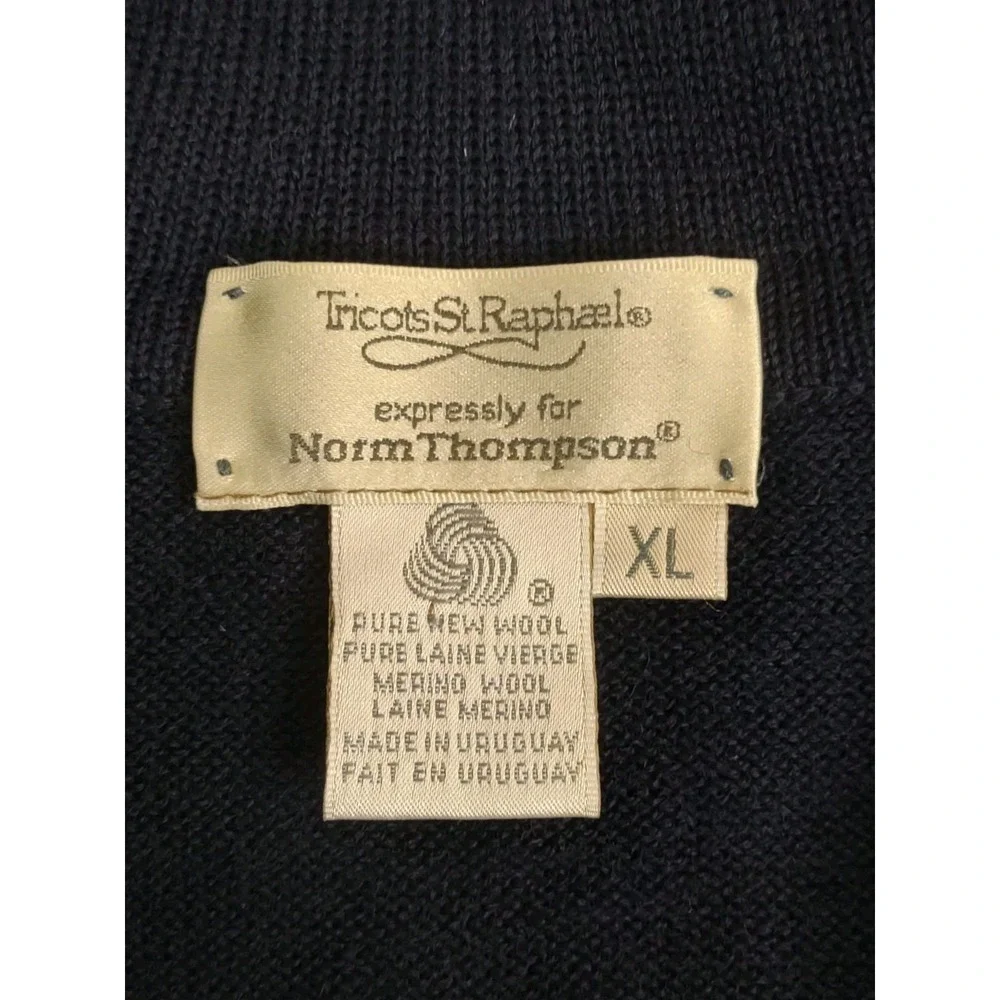 Vtg Tricots St Raphael Argyle Pattern Wool XL Pullover Collared Sweater *HOLES* - Picture 3 of 12